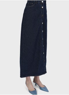 Buy Button Detail Denim Skirt in UAE