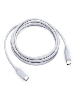 اشتري كابل شحن بيانات USB-C/نوع-C بقدرة 60 واط لآيفون15/15+15Plus/15Pro/15Promax/آيفون16/16Plus/16Pro/16Pro ماكس خط مجدول 1.5 م رمادي |أبيض في السعودية