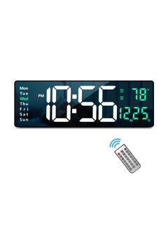 Buy Digital Wall Clock Large Display,16.2" Large Wall Clocks,Modern LED Digital Clock with Remote Control for Living Room Decor,Automatic Brightness Dimmer Clock with Date Week Temperature Green in Saudi Arabia