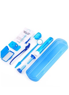 Buy Orthodontic Care Kit, 8 Pack Portable Orthodontic Cleaning Braces Kit Oral Mirror Interdental Brush Dental Floss Dental Wax Oral Care Travel Set(Blue) in UAE