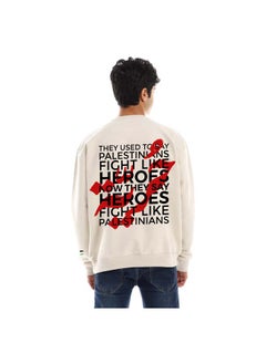 Buy palestine-unisex-oversized-crew-neck-sweatshirt-off-white-1 in Egypt