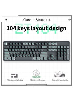 Buy 104 Keys Wired Gaming Keyboard and Gasket Mechanical Keyboard Hot-Swappable for Gamers and Workers in Saudi Arabia