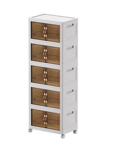 Buy 5 Layers Multi-Functional Foldable Storage Cabinet with Doors and Wheels (170L) in UAE