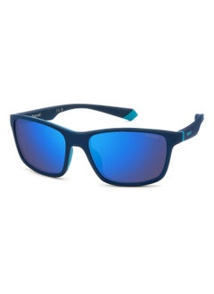 Buy Men's Polarized Rectangular Shape  Sunglasses PLD 2153/S BLUE 42 - Lens Size: 42.3 Mm - Mtt Blue M in Saudi Arabia