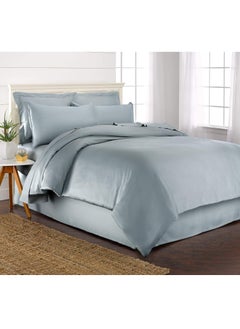 Buy Bamboo Duvet Cover Single Size 150x200 cm With Button Closing and Corner Ties 400TC Cool, Anti-Allergic, Soft and Silky – Sky Blue in UAE