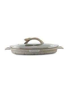 اشتري Shallow Fish Frying Pan With lid , Granite Coating Non Stick Oval Frying pan - Fish Pan في الامارات