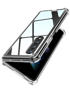 اشتري جراب مصمم لهاتف Galaxy Z Fold 4 5G نحيف للغاية ومقاوم للصدمات مع غطاء حماية رباعي الزوايا - شفاف في الامارات