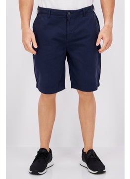 اشتري Men Solid No Stretch Bermuda Shorts, Dark Navy في الامارات