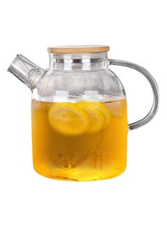 Buy Glass Water Pitcher with Bamboo Lid,Borosilicate Glass Teapot for Hot/Cold Water，Glass Water Kettle 1000ml in UAE