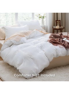 اشتري White California King Duvet Cover - Soft Prewashed Cal King Duvet Cover Set, 3 Pieces, 1 Duvet Cover 104X98 Inches With Zipper Closure And 2 Pillow Shams في الامارات