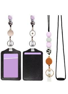 Buy ID Card and Badge Holder with Retractable Lanyards, Silicone Bead Card Sleeve Transparent ID Window Case, Retractable Badge Reel Carabiner Clip Card for Women Nurse Teacher Student in Saudi Arabia