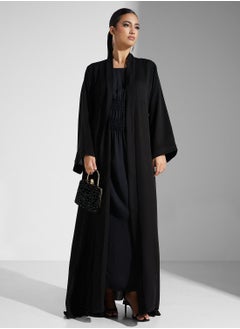 Buy Embellished Black Flared Sleeve Abaya With Sheila in UAE