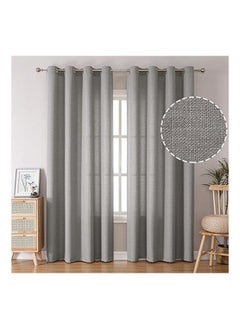 Buy Natural Linen Semi Transparent Curtain For Living Rooms And Bedroom With Steel Grommets 2 Pcs in Egypt