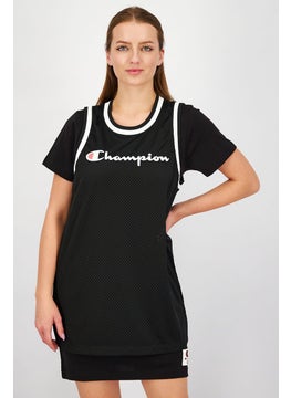 اشتري Women Sportswear Fit Short Sleeves Training Shirt Dress, Black في السعودية