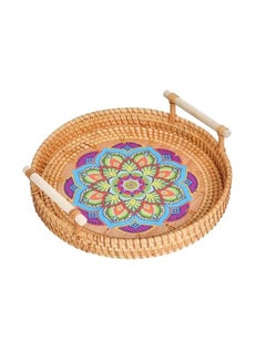 Buy Round Serving Tray  Handmade Rattan Round Woven Basket in UAE