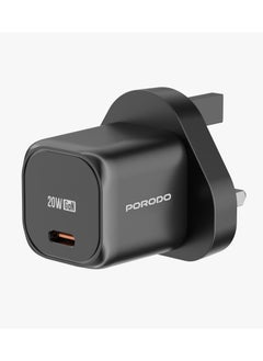 Buy PD 20W UK Fast  Wall Charger/ Power Output 20W/ Over-Heat Protection/ Universal Compatibility - Black in UAE