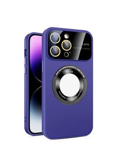 Buy Large Glass Window Magnetic Magsafe Phone Case with Lens Film For Iphone 12 Pro Max (Purple) in Egypt
