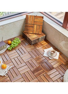 Buy Pack of 10 Wooden Garden Floor Tile Wood Deking Tiles Diy Tiles Hardwood Flooring Deck Garden Floor Interlocking Flooring Outdoor Tiles Office Tiles Home Floor Tiles Patio Tiles in UAE