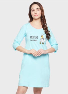 Buy Printed Crew Neck Nightdress in UAE