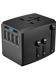 Buy Tycom Travel Adapter,Worldwide All in One Universal Power Plug Adapter with Dual USB Ports for USA EU UK AUS Cell Phone Laptop (SKT-HHT904-4U2C-Black) in UAE