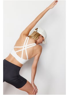 Buy White Back String Strap Supported/Styling Knitted Sports Bra THMSS24SS00018 in Egypt