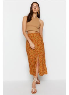 Buy Orange Midi Woven Skirt TWOAW22ET0447 in Egypt