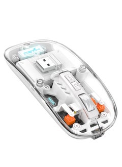 اشتري Transparent Wireless Mouse 5.1&2.4G Mini Bluetooth Mouse Rechargeable Mute Mouse for Mac,iPad,MacBook,Laptop,PC(White) في السعودية