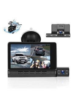 Buy Car Dash Camera, 4 Inch 1296p Motion Detection Dash Camera For Car, 3 Channel Dash Cam Front And Rear Inside, Three Way Triple Car Camera With Night Vision, Loop Recording, G Sensor, Parking Monitor in Saudi Arabia