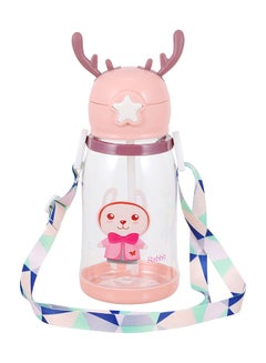 Buy Cabilock Kids Water Bottle With Straw Lid Deer Design Plastic Sippy Cups Portable Straw Cups Travel Cup For Kids Students in Egypt