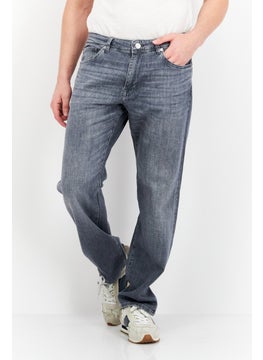 Buy Men Straight Fit Washed Stretchable Denim Jeans, Light Grey in Saudi Arabia