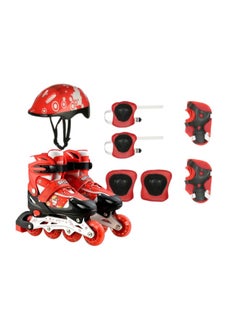 Buy Adjustable Single Row Patinage Skate Boot Set - Head Protection Helmet Included - Hand, Feet and Elbow Protection Kit in Egypt