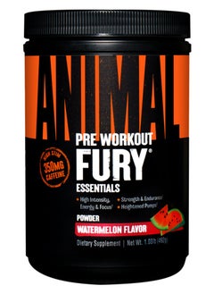 Buy Animal Pre Workout Fury Essentials Powder with High Stim 350 mg Caffine Watermelon Flavour 492 g in UAE