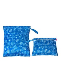 اشتري 2 Pcs Wet Dry Bag For Cloth Diaper Swimsuit Clothes Water Resistant Reusable Wet Bag For Travel Exercise Beach Pool Daycare Blue Flowers في الامارات