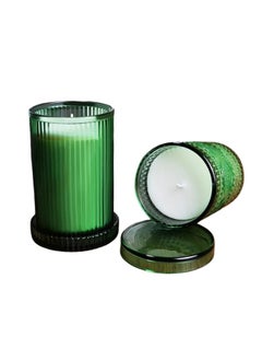 Buy Lifenpure Natural Scented Candle With Glass Jar Pillar Design Green in UAE