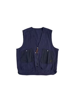 Buy Vintage CityBoy Japanese-Inspired Multi-Pocket Mens Vest Blue in UAE