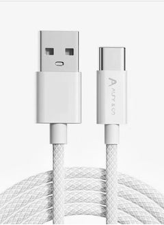 Buy USB C Cable 3A Fast Charging cable Braided USB Type C Charger Compatible for iPhone 15 Samsung S21 S20 Note 20 10 9 Huawei P30 P20 Lite -1 M white in UAE