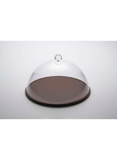 Buy Round Dark Brown Wooden Serving Platter with Acrylic Cover Set 31 cm in UAE