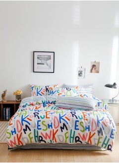 اشتري Various Queen/Single Size Reversible Alphabet Design Stripped Bedsheet and Rainbow Colors Duvet Cover Set في الامارات