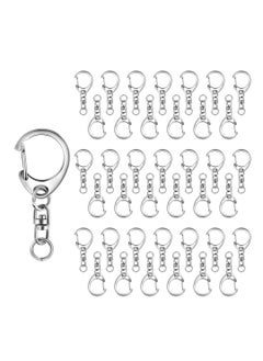 Buy 50 Pcs Key Ring with Chain Silvery Split Keychain Parts Metal Hardware 8mm Open Jump and Connector Make Your Own in UAE