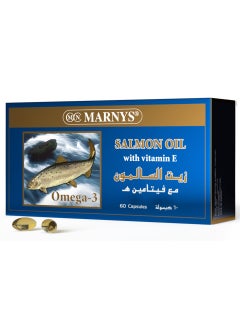 Buy Omega 3 - Salmon Oil with Vitamin E - 500 mg Fish Oil - 60 Capsules in Saudi Arabia