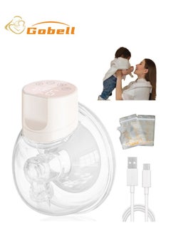 Buy All-In-One Portable Lightweight and Wearable Wireless Breast Pump To Moms-Pink-1pc With 30 Pieces Milk Storage Bags in Saudi Arabia