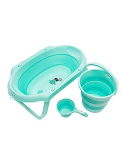 Buy Baby Bathtub Set BPA Free Baby Bath Tub Foldable Collapsible Non Slip Versatile Design in Saudi Arabia