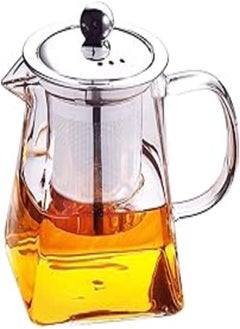 Buy Glass High Temperature Heat Resistant Teap Pot With Stainless Inner Strainer (550 ML) in Egypt