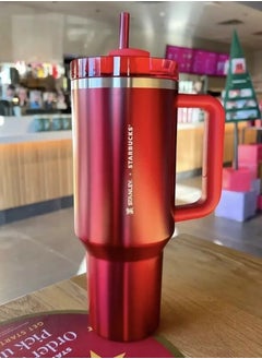 اشتري Quencher H2.0 FlowState Stainless Steel Vacuum Insulated Tumbler with Lid and Straw for Water, Iced Tea or Coffee, Smoothie and More, Starbucks Red, 40 oz في السعودية