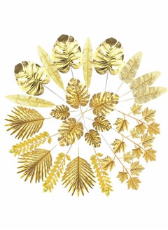 Buy Artificial Leaves Gold 8 Kinds Palm Leaves Golden Tropical Plants in UAE