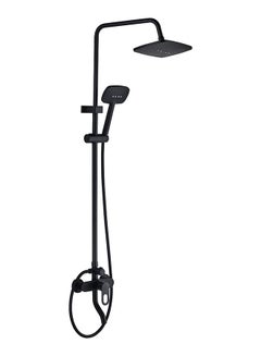 Buy Danube Home Dito Rain Shower Complete Set, Brass Shower Column Head Complete Set Rain Shower With Single Handle Faucet, Handheld Shower And Slide L 76 x W 34 x H 72 Cm Black in UAE