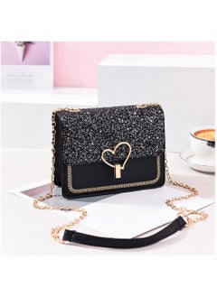 Buy Crossbody Bag Black Crossbody Phone Bags, Small Crossbody Bag for Teenage Girls, Glitter Shoulder Bags with Detachable Strap Heart Decor for School in Saudi Arabia