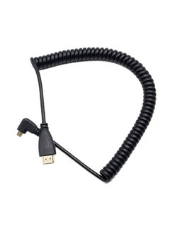 Buy 4K Coiled Micro Hdmi Cable;Left Angled Coiled Micro Hdmi To Full Hdmi Male To Male Cable Stretched Length 50Cm To 1.8M Supports Ethernet 3D 4K 1080P(Left Angled) in UAE
