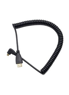 اشتري 4K Coiled Micro Hdmi Cable;Left Angled Coiled Micro Hdmi To Full Hdmi Male To Male Cable Stretched Length 50Cm To 1.8M Supports Ethernet 3D 4K 1080P(Left Angled) في الامارات