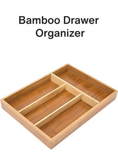 Buy Natural Bamboo Cutlery Drawer Organizer (4 Slot) in UAE